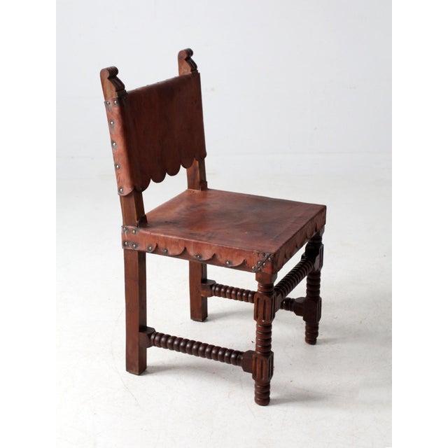 Rustic Antique Leather Ranch Chair For Sale - Image 3 of 13