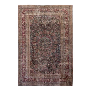 Antique Overdyed Handmade Gray & Pink Medallion Persian Wool Rug For Sale