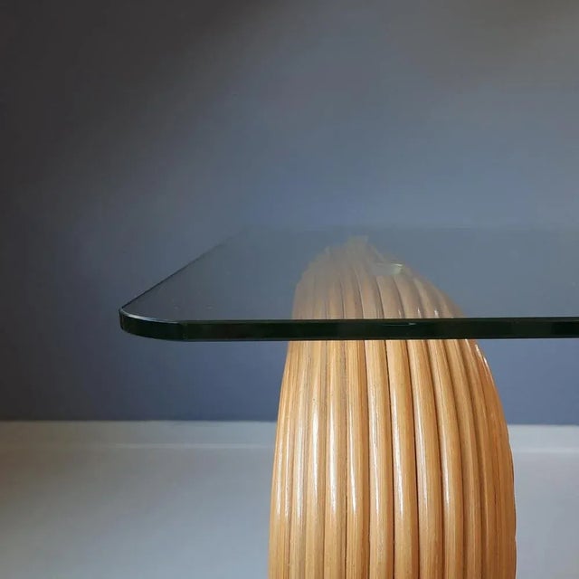 Rattan Table with Glass Top, 1980s For Sale - Image 6 of 8