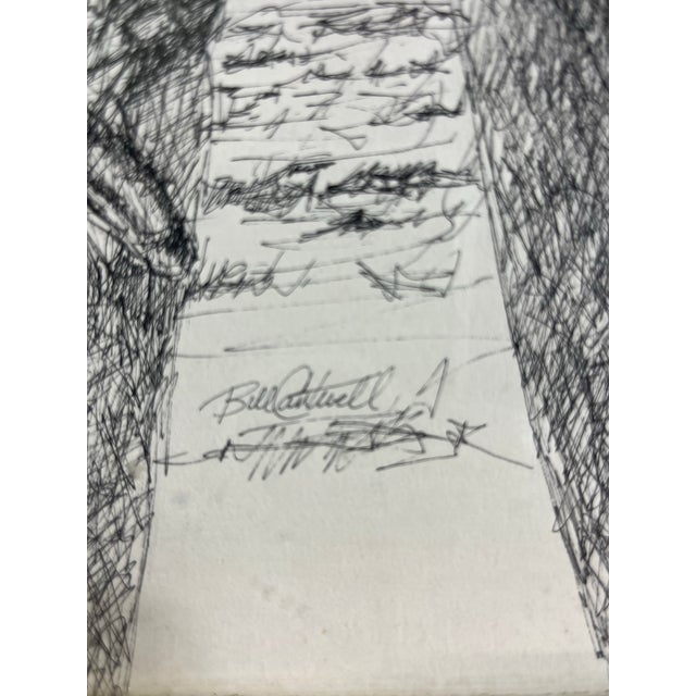 Black Vintage Pen and Ink Beach Scene Bill Cantwell For Sale - Image 8 of 8