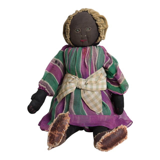 Antique Black American Folk Art Rag Doll, Possible Suffragette Connection, 19th Century For Sale