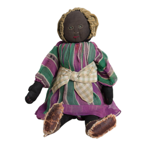 Antique Black American Folk Art Rag Doll, Possible Suffragette Connection, 19th Century