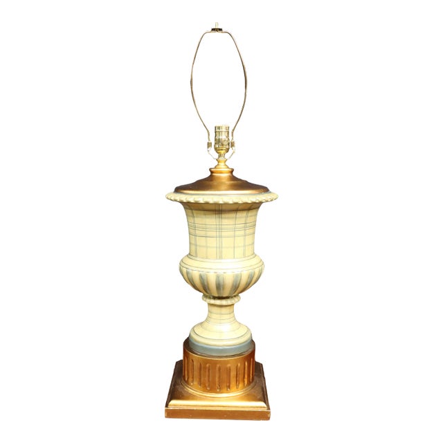 Porcelain Paint Decorated & Giltwood Table Lamp For Sale