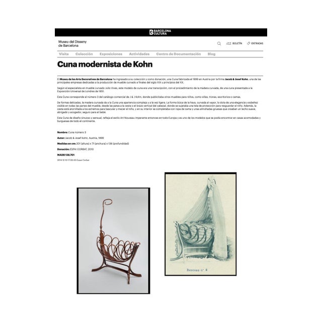 Brown Child Cradle by Jacob & Josef Kohn for Thonet, 1895 For Sale - Image 8 of 12