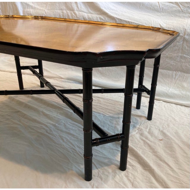 Kittinger Kittinger Chinese Chippendale Faux Bamboo Tray Top Cocktail Table Gold Finish Top For Sale - Image 4 of 11