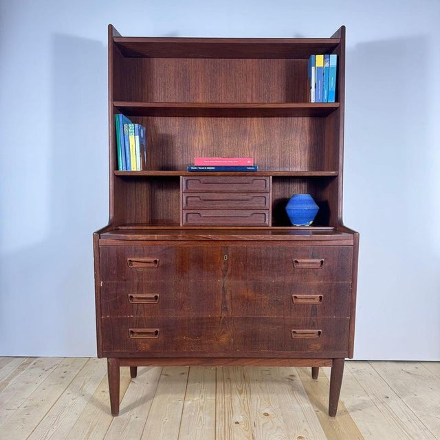 Vintage Danish Teak Bookcase with Pull-Out Desk, 1960s For Sale - Image 3 of 12