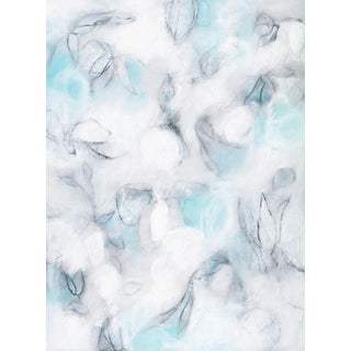 Float No.8 - Textured Abstract Contemporary Drawing on Paper in Soft Blues For Sale