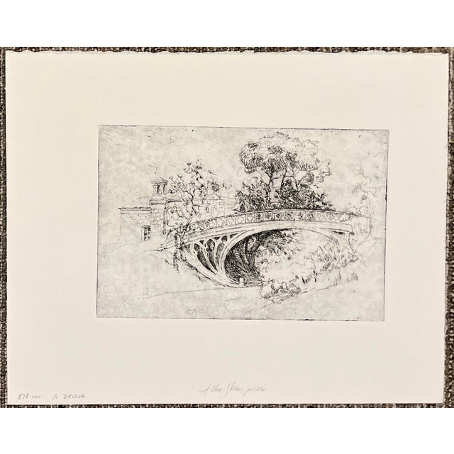 William Meyerowitz (1893-1981) etching on paper of a Bridge. Unsigned. Printed by Allen Sloane (1902-1999). Signed by...