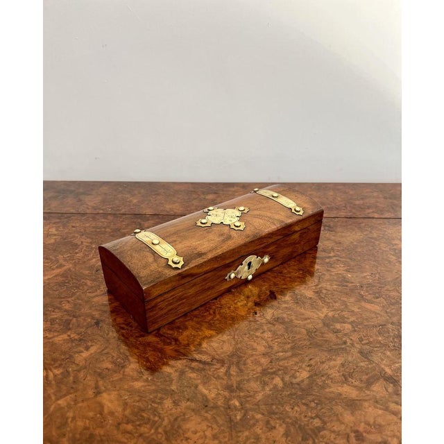 Brown Victorian Burr Walnut and Brass Mounted Glove Box, 1860s For Sale - Image 8 of 8