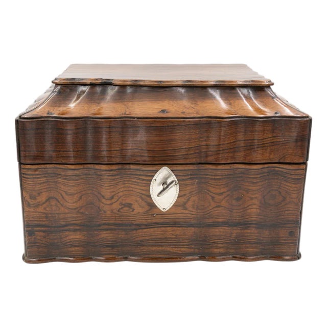 Serpentine Colonial Coromandel Box With Tea Canisters, Anglo-Indian Circa 1850 For Sale