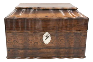 Serpentine Colonial Coromandel Box With Tea Canisters, Anglo-Indian Circa 1850
