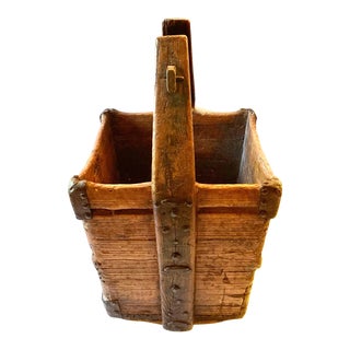 Antique Chinese Wood Rice Bucket For Sale