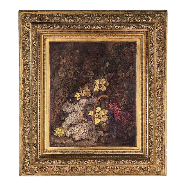 Large Still Life by Vincent Clare, England Circa 1900 With 19th-Century Frame For Sale