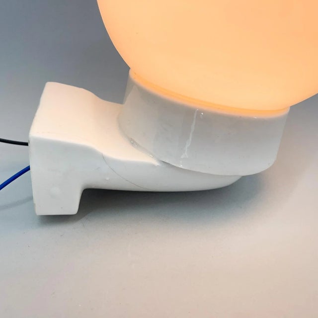 1950s Ceramic & Opaline Glass Wall Lamp, Czechoslovakia, 1950s For Sale - Image 5 of 9