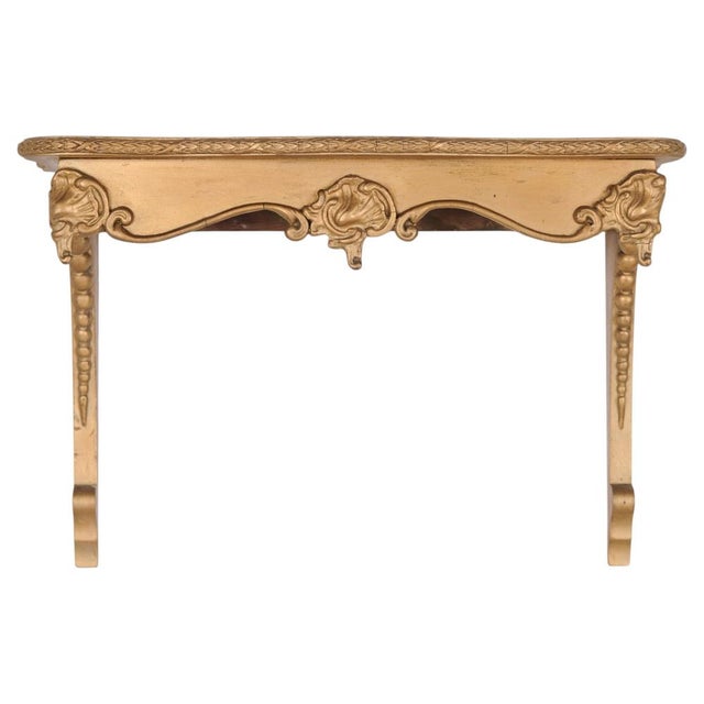 Wood Rococo Style Wall-Mounted Console Table in Gilded Wood with Carvings, 1920s For Sale - Image 7 of 7