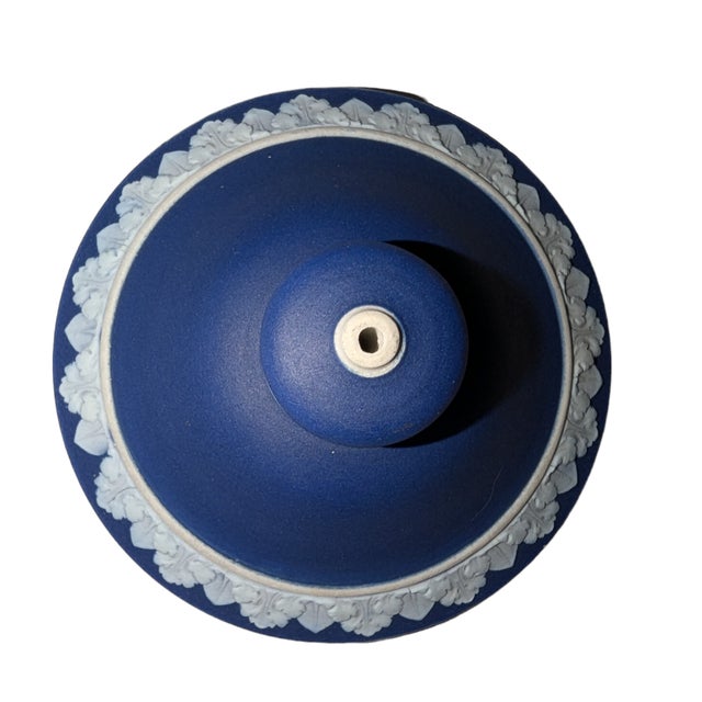 Josiah Wedgwood Late 19th Century Wedgwood Cobalt Dip Jasperware Tea Pot For Sale - Image 4 of 7