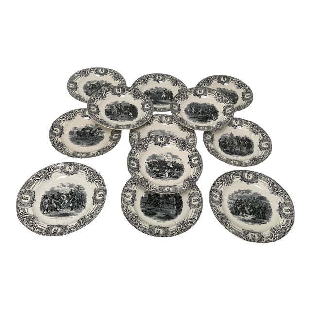 1920s Boch Frères La Louvière Napoleon Commemorative Plates - Set of 12 For Sale