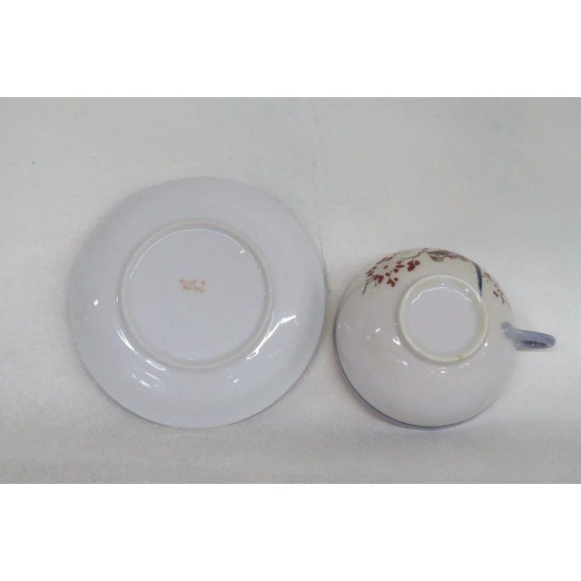 Lusterware Japan Porcelain Parrot Bird Floral Teacup and Saucer Set For Sale - Image 4 of 9