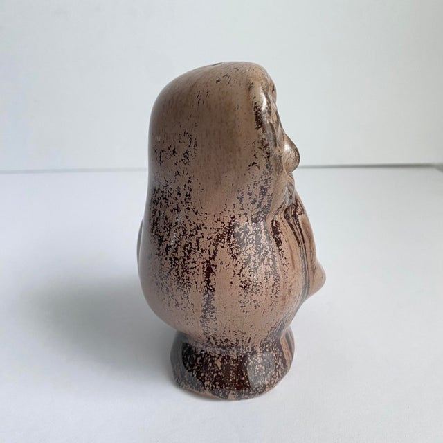 Blue Mountain Pottery Owl Figurine Vintage Mid Century Modern Brown Glaze For Sale - Image 4 of 7
