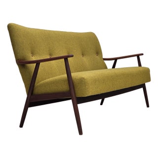Vintage Danish Two-Seater Sofa in Furniture Wool and Teak Wood, 1960s For Sale
