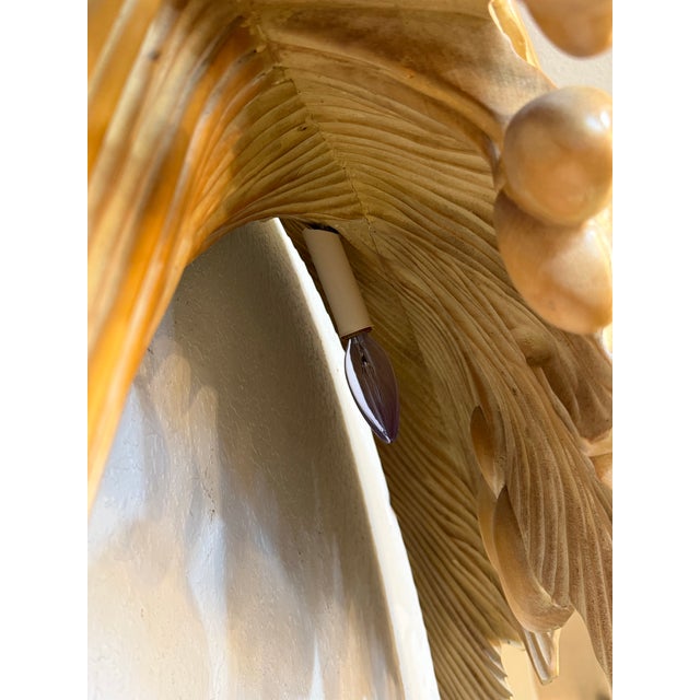Vintage Hollywood Regency Carved Wood Palm Tree Floor Lamp For Sale In Tampa - Image 6 of 9