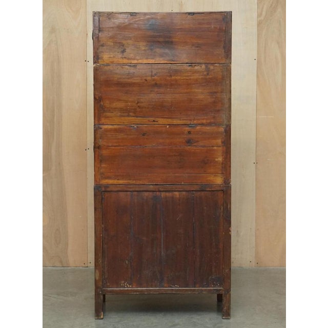 Antique Chinese Hand Carved 1880 Compound Cabinet Cupboard Campaign Handle For Sale - Image 15 of 18