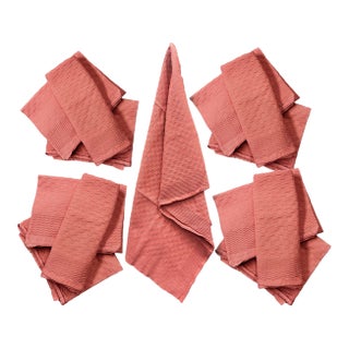 Vintage French Coral Napkins/Placemats, Set of 8 For Sale