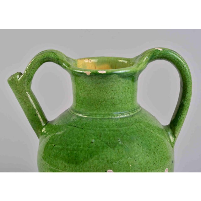 Early 20th Century French Green Glaze Confit With Spout Handle For Sale - Image 9 of 10