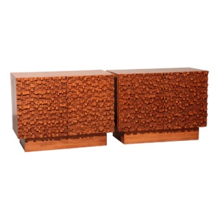 Brutalist Wooden Sideboards, 1960s, Set of 2 For Sale