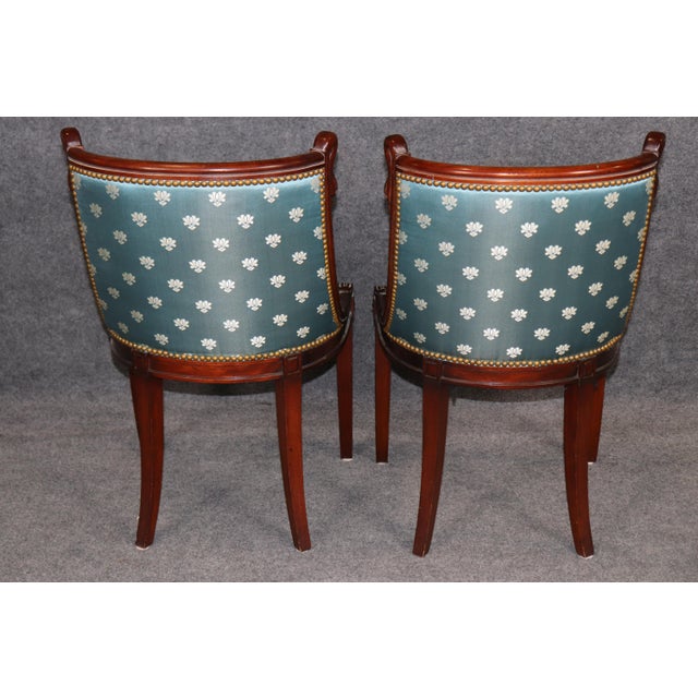 Set of 4 French Empire Carved Mahogany Dining Chairs in the Maison Jansen Style For Sale In Philadelphia - Image 6 of 12