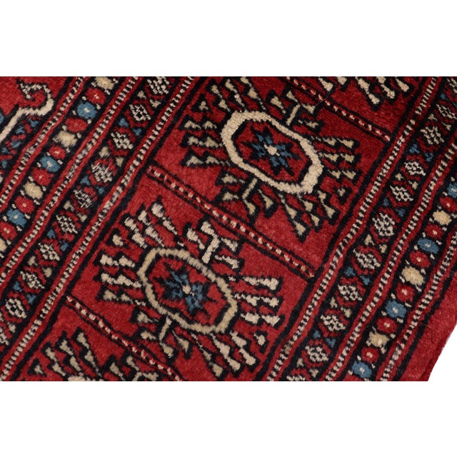 Rustic Bokhara Red/Blue Hand Knotted Wool Rug For Sale In New York - Image 6 of 9