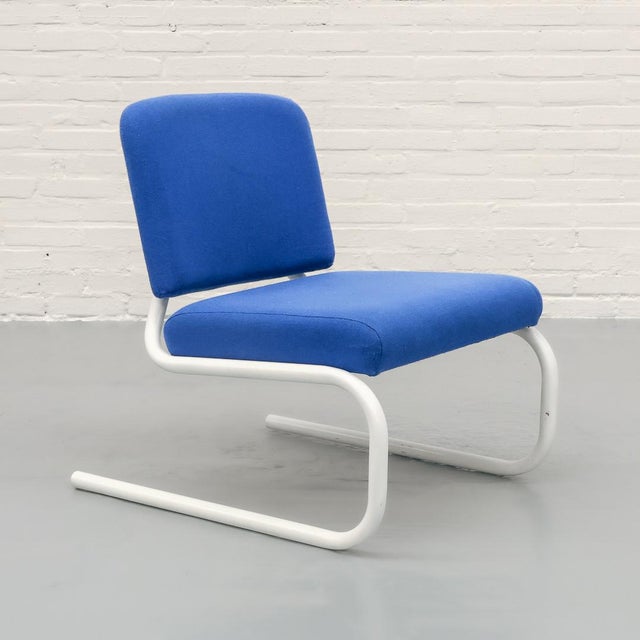 Postmodern Blue Tubular Frame Lounge Chair For Sale - Image 12 of 12