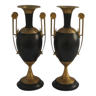 19th Century Urns with Gilt Bronze Ormolu Mounts - A Pair For Sale