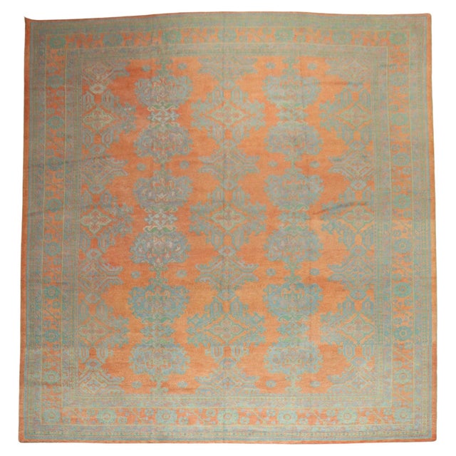 Bright Coral Antique Oushak Rug, 11'4'' X 14'1'' For Sale - Image 15 of 18
