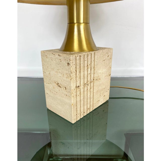 Metal Travertine Base & Brass Table Lamp from Fratelli Mannelli, Italy, 1970s For Sale - Image 7 of 18
