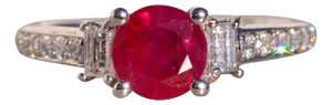 The 189th Avenue: Round Brilliant Cut Natural Ruby and Diamond Engagement Ring in White Gold