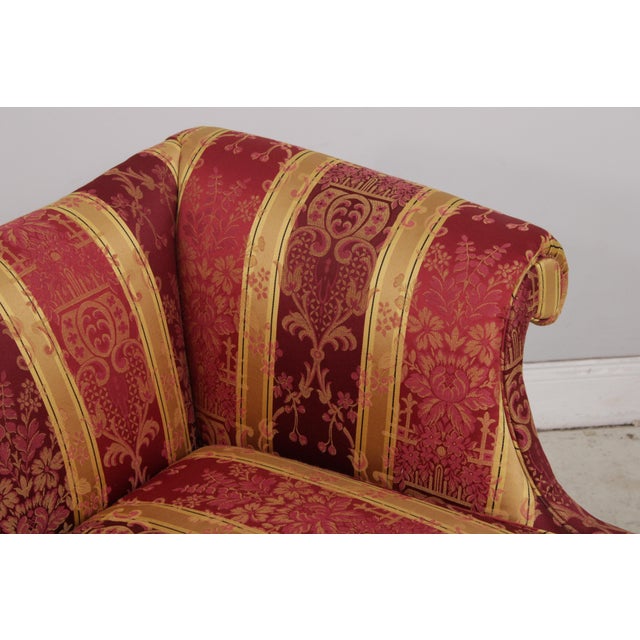 Vintage Camelback Damask Upholstered Sofa For Sale - Image 9 of 16