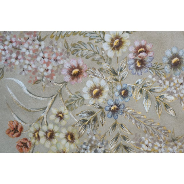 ate 20th Century Chinoiserie Gold Faux Fur Painted Suede Floral Butterfly Throw Blanket 57" X 76" For Sale - Image 12 of 12