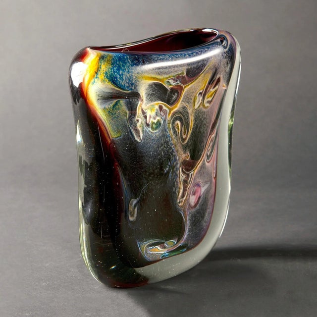Mid-Century Modern Sommerso Multi-Color Heavy Murano Glass Vase For Sale - Image 3 of 11