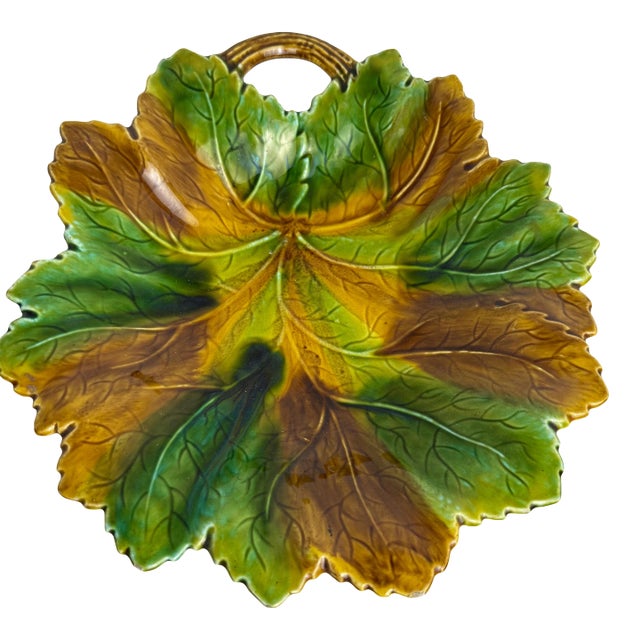 Vintage Villeroy & Boch Majolica Leaf‑Motif Bowl For Sale