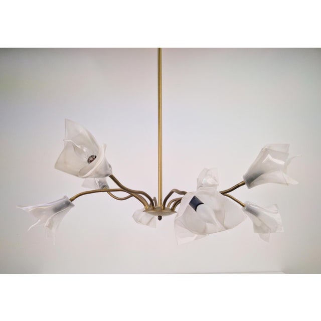 Vintage Flex Pendant Light with Eight Arms in Brass and Acrylic, 1970, in Very Good conditions. Designed 1970 to 1979...