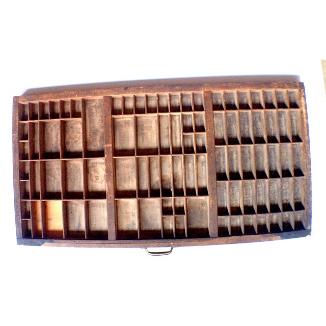 Antique Wooden Printer's Type Tray W/Brass Handle Chairish