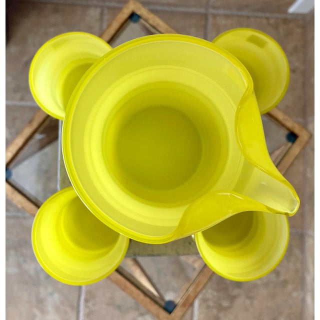 Mid 20th-Century Holt-Howard Neon Yellow Glass Cocktail Beverage Set - 5-Pieces For Sale - Image 9 of 13