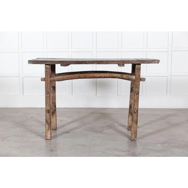 Circa 1850 19th c english elm vernacular work table. measures: w137 x d64 x h87 cm