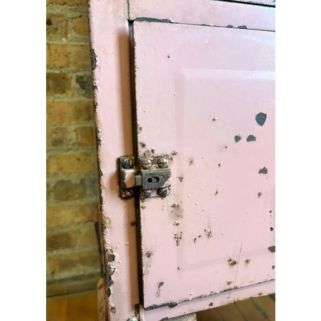 Vintage Pastel Pink Industrial Medical Rolling Cabinet For Sale - Image 13 of 17
