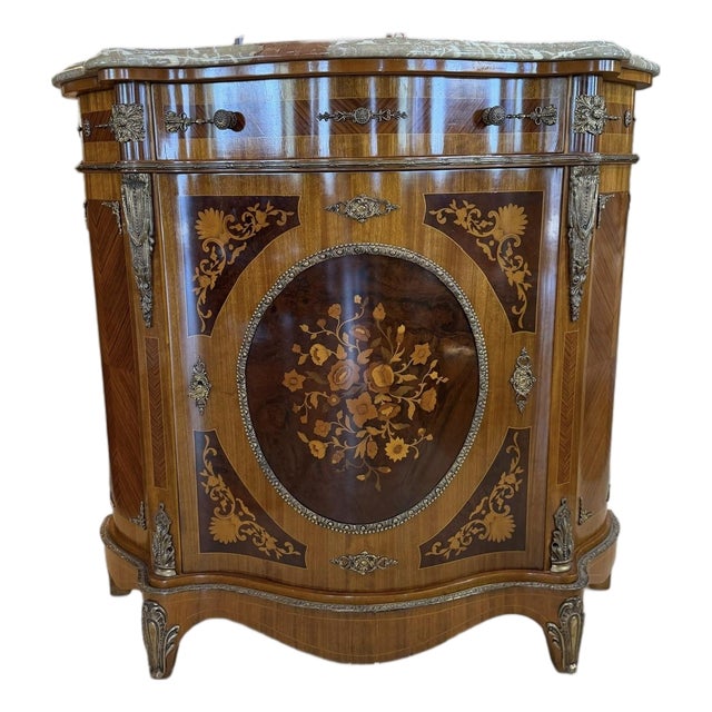 Mid-20th Century Italian Colombo Mobili French Napoleon III Style Marquetry Credenza For Sale