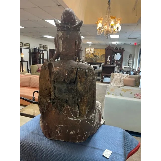 Late 19th Century Wood Quan Yin From Fujian Province For Sale - Image 4 of 11
