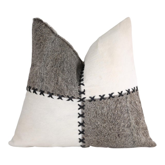 Luxury Whipstitched Genuine Hair-on Cowhide Pillow 18x18 | Handmade For Sale