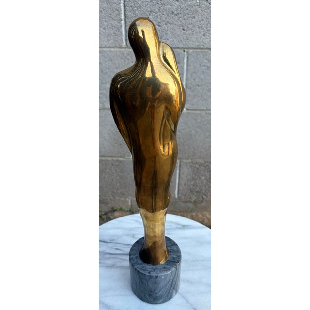 1970s 1970s Mid-Century Modern Gatco Solid Brass Family Sculpture on Marble Base For Sale - Image 5 of 12