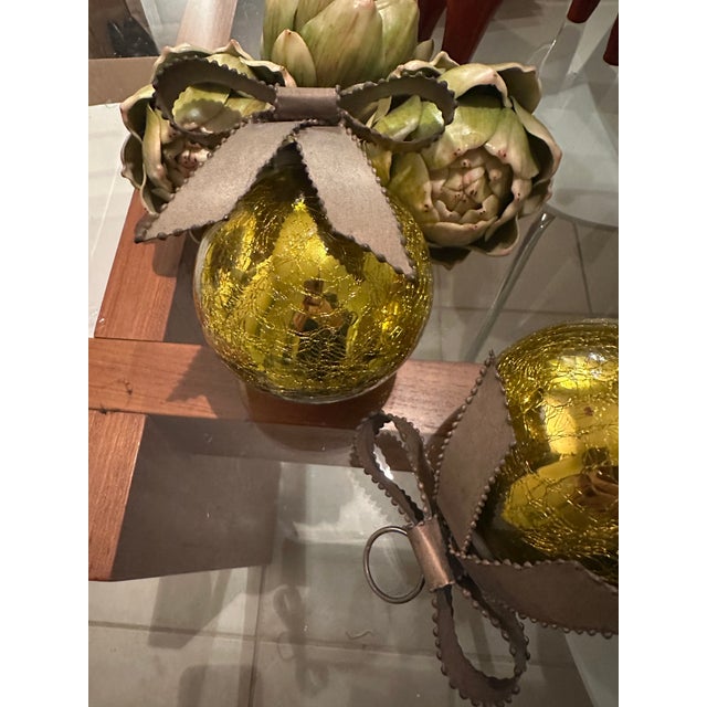 Set of 12 Kugel Mercury Glass Ornaments in Silver, Gold, and Red 2 round gold crackle with metal bows 4 silver crackle...